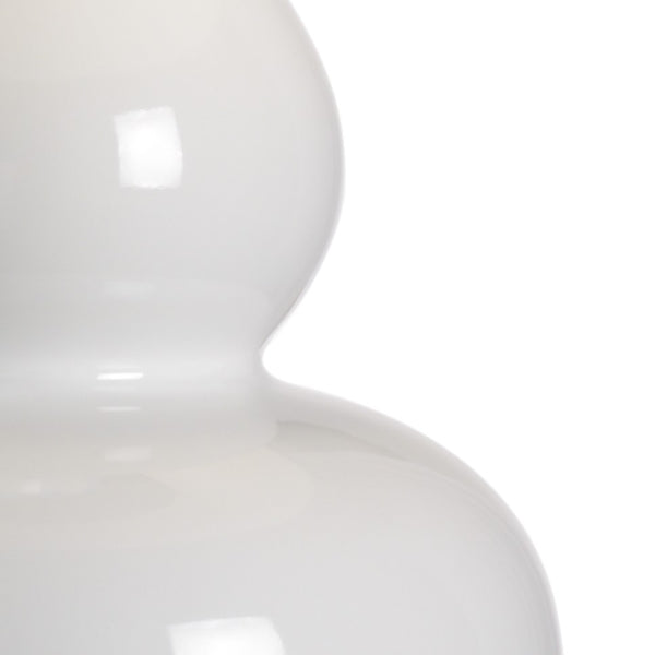 Wildwood Ellis White Ceramic Gourd Lamp With Linen Shade, Antique Brass Accents & Usb Port For Charging 47048