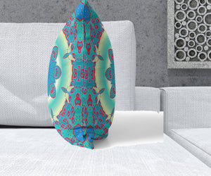 Homeroots 26" X 26" Green And Red Blown Seam Geometric Indoor Outdoor Throw Pillow   470496