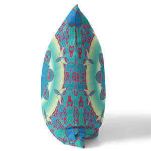 Homeroots 28" X 28" Green And Red Blown Seam Geometric Indoor Outdoor Throw Pillow   470497