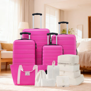 English Elm Hardshell 5 Piece Abs Spinner Luggage Set with Tsa Lock Expandable Travel Suitcases Pink PP310249AAH