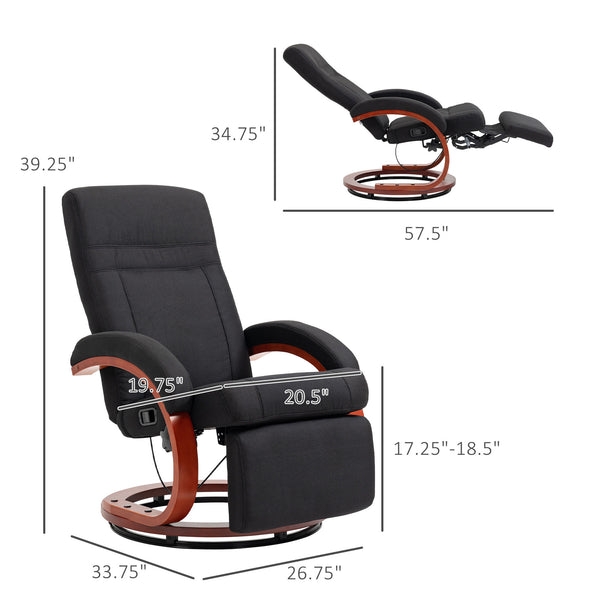 English Elm Homcom Manual Recliner Chair - 360° Swivel, Adjustable Footrest, Padded Arms For Ultimate Comfort W2225P217434