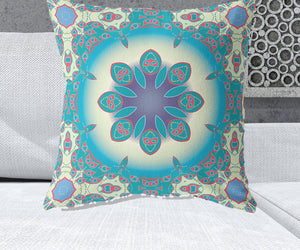 Homeroots 26" X 26" Yellow And Red Blown Seam Geometric Indoor Outdoor Throw Pillow   470501