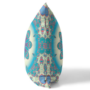 Homeroots 28" X 28" Yellow And Red Blown Seam Geometric Indoor Outdoor Throw Pillow   470502