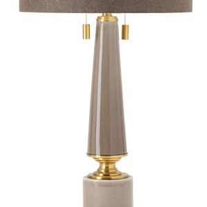 Crestview Collection Moselle Table Lamp - Elegant Obelisk Design With Brass Accents & Textured Linen Shade For Warm Lighting   Cvap2520