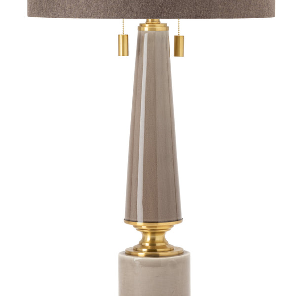 Crestview Collection Moselle Table Lamp - Elegant Obelisk Design With Brass Accents & Textured Linen Shade For Warm Lighting   Cvap2520