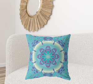 Homeroots 26" X 26" Blue And Purple Broadcloth Floral Throw Pillow   470506