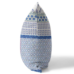 Homeroots 26" X 26" Pink And White Zippered Patchwork Indoor Outdoor Throw Pillow Cover & Insert   470526