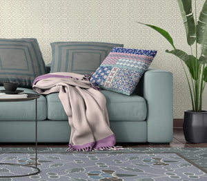 Homeroots 26" X 26" Blue And Pink Zippered Patchwork Indoor Outdoor Throw Pillow Cover & Insert   470531