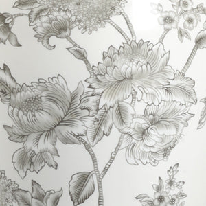 Wildwood Mabel White Ceramic Table Lamp With Gray Floral Glaze, Polished Nickel Base & Usb Port — 29" H 47056