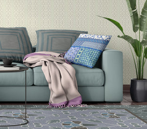 Homeroots 26" X 26" Blue And White Zippered Patchwork Indoor Outdoor Throw Pillow Cover & Insert   470571