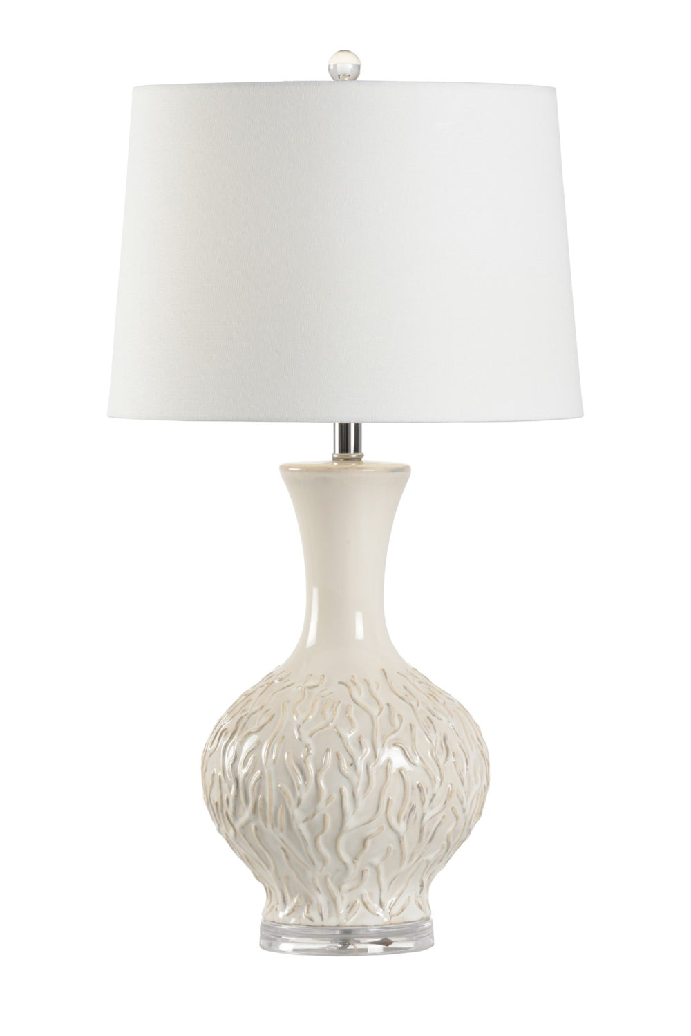 Wildwood Sea Grass Lamp — Coastal Ceramic Sea Grass Motif On Clear Acrylic Base For Elegant Ambient Lighting 47059