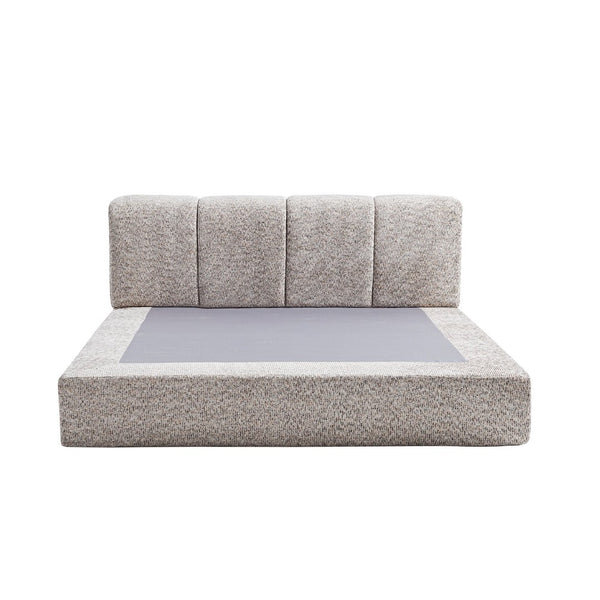 English Elm Queen Chenille Upholstered Cloud Platform Bed No Assembly Low Profile Modern Foundation Light Brown W1765P448447