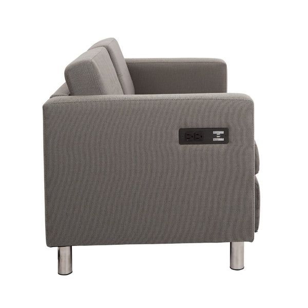 OSP Home Furnishings Atlantic 2 Seat Modern Compact Upholstered Couch with Built-in Usb Charging Chrome Legs Loveseat ATL52-895