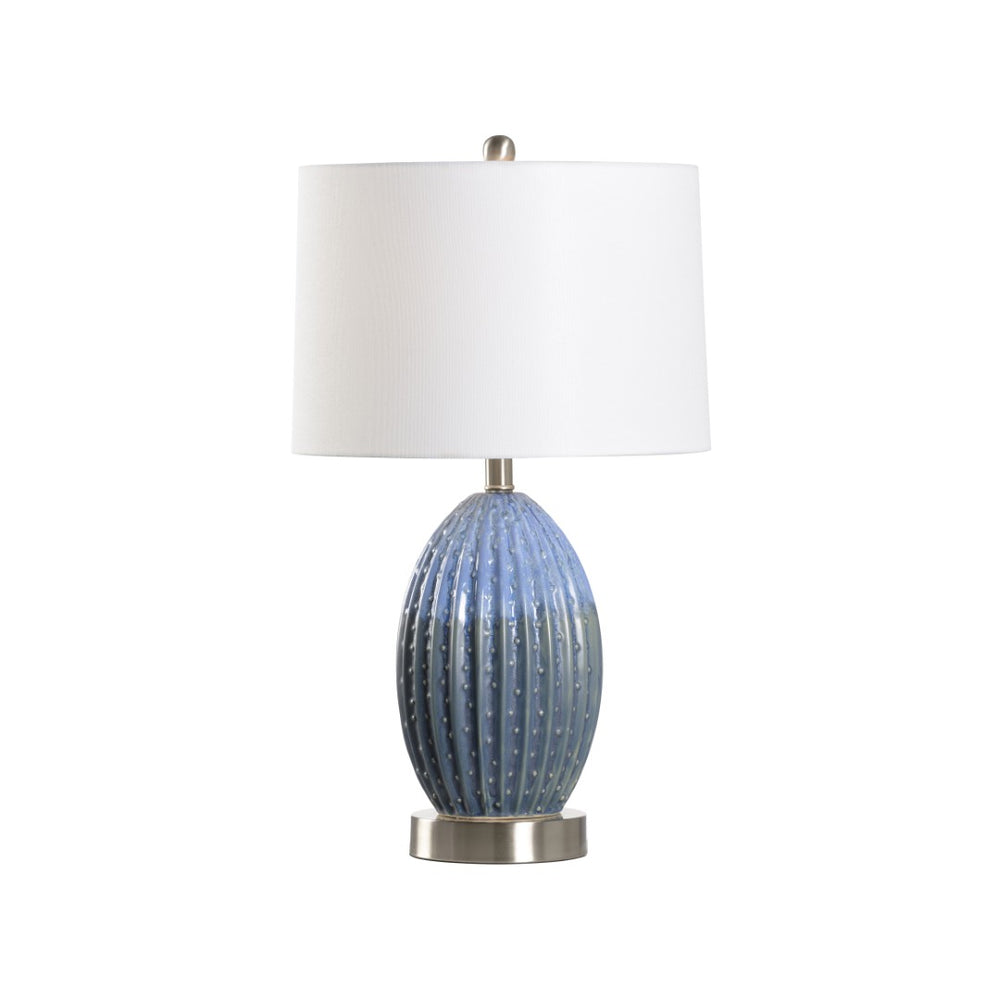 Wildwood Maui Sea Urchin Ceramic Lamp In Blue-Green Glaze With Brushed Nickel Base And Built-In Usb Port 47061