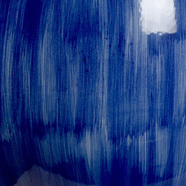 Wildwood Enzo Cobalt Ceramic Table Lamp With Brushed Nickel Accents, 31" Usb Charging Port, Modern Urn Style 47062