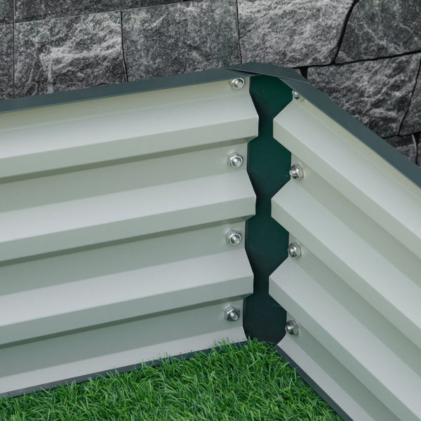 English Elm Outsunny Galvanized Steel Raised Garden Bed, 4' X 4' Modern Planter For Vegetables, Herbs & Flowers W2225P174408-GIGA