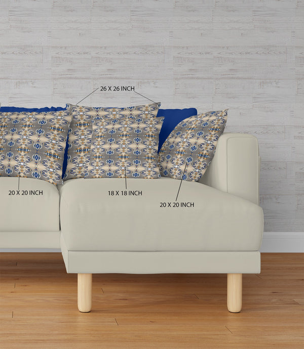 Homeroots 26" X 26" Brown And Blue Broadcloth Floral Throw Pillow   470646