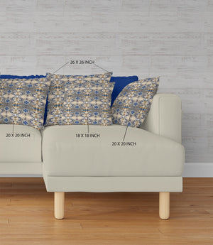 Homeroots 28" X 28" Brown And Blue Broadcloth Floral Throw Pillow   470647