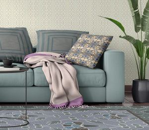 Homeroots 28" X 28" Brown And Blue Broadcloth Floral Throw Pillow   470647