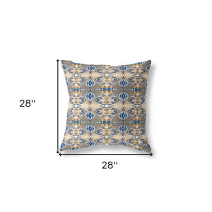 Homeroots 28" X 28" Brown And Blue Broadcloth Floral Throw Pillow   470647