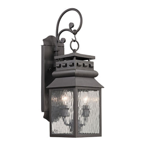 Forged Lancaster 22'' High 2-Light Outdoor Sconce - Charcoal 47065/2 Elk Lighting