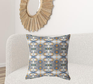 Homeroots 26" X 26" Gray And Orange Broadcloth Floral Throw Pillow   470656