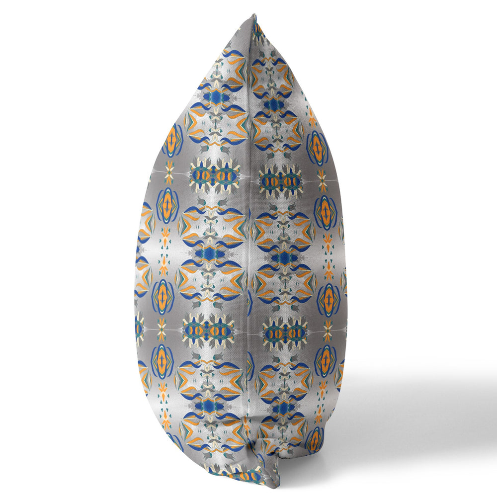 Homeroots 28" X 28" Gray And Orange Broadcloth Floral Throw Pillow   470657