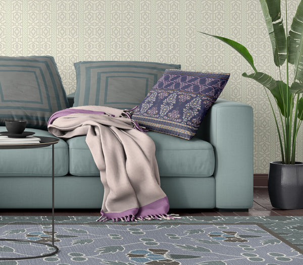 Homeroots 26" X 26" Blue And Pink Broadcloth Floral Throw Pillow   470666