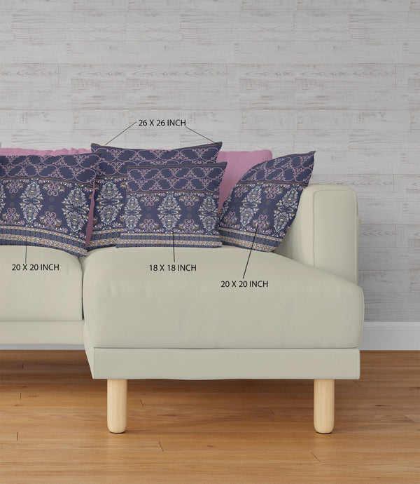 Homeroots 26" X 26" Blue And Pink Broadcloth Floral Throw Pillow   470666