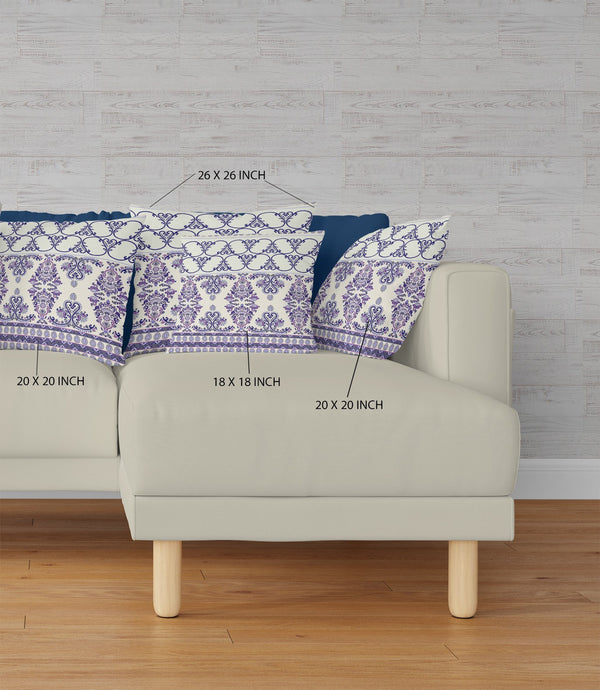 Homeroots 26" X 26" White And Purple Broadcloth Floral Throw Pillow   470676