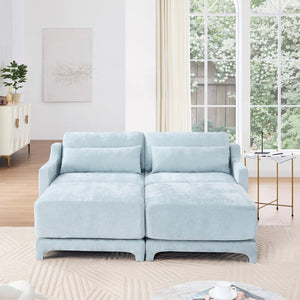 English Elm Two Seater Chenille Sofa with Ottoman Ergonomic Tufted Loveseat for Modern Living Rooms W714S01205