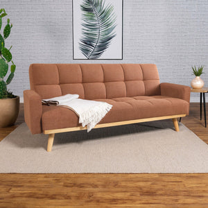 English Elm Declan Terracotta Upholstered Convertible Sofa Bed with Tufted Seats, Track Arms & Angled Wood Frame - Cozy Modular Design for Casual Living Rooms B062P358308
