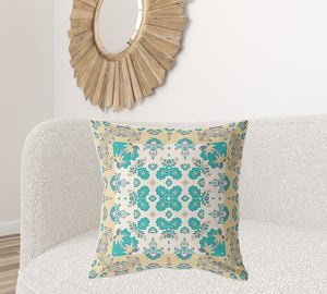 Homeroots 26" X 26" Yellow And White Broadcloth Floral Throw Pillow   470711