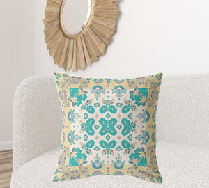 Homeroots 28" X 28" Yellow And White Broadcloth Floral Throw Pillow   470712