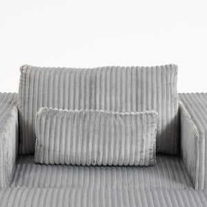 English Elm Oversized Corduroy Floor Lounge Chair with Modular Ottoman All Foam Deep Seat Grey W3326S00029