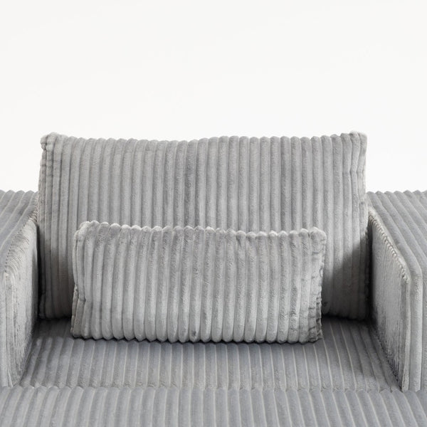 English Elm Oversized Corduroy Floor Lounge Chair with Modular Ottoman All Foam Deep Seat Grey W3326S00029