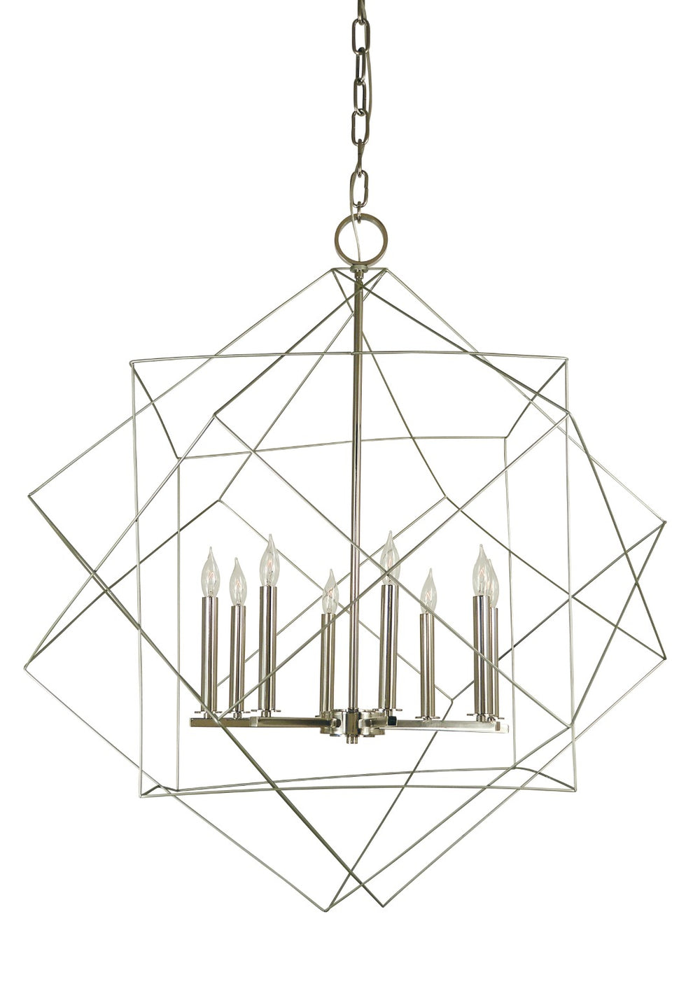 Framburg 8-light Elegant Cage Chandelier - Modern Minimalist Design, Made In The U.S.A, Stunning Home Accent Satin Pewter With Polished Nickel Metal 4708 Sp/Pn