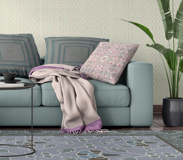 Homeroots 26" X 26" Muted Pink Broadcloth Floral Throw Pillow   470821