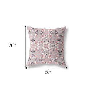 Homeroots 26" X 26" Muted Pink Broadcloth Floral Throw Pillow   470821