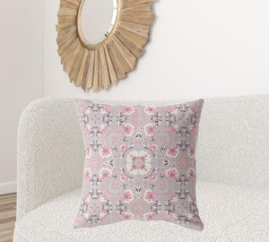 Homeroots 26" X 26" Muted Pink Broadcloth Floral Throw Pillow   470821