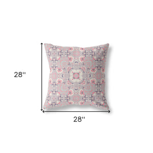 Homeroots 28" X 28" Muted Pink Broadcloth Floral Throw Pillow   470822
