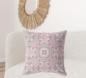 Homeroots 28" X 28" Muted Pink Broadcloth Floral Throw Pillow   470822