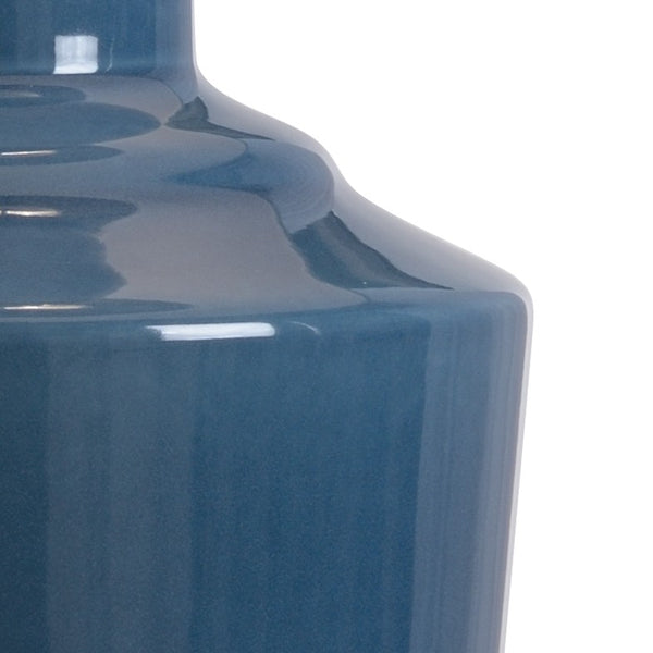 Wildwood Emma Lamp Turkish Blue Glazed Ceramic Table Lamp With Antique Gold Leaf Base, Drum Shade, 32" 47083