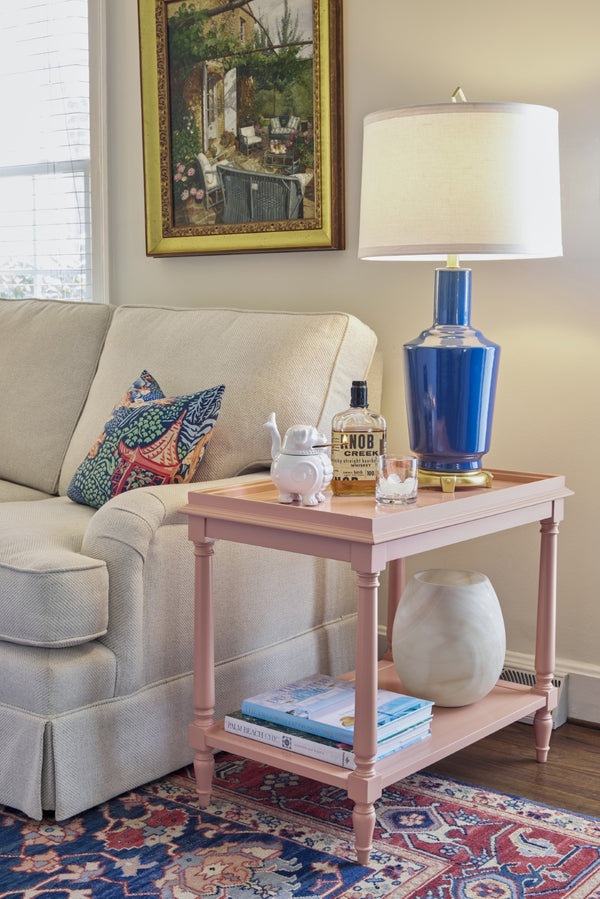 Wildwood Emma Lamp Turkish Blue Glazed Ceramic Table Lamp With Antique Gold Leaf Base, Drum Shade, 32" 47083