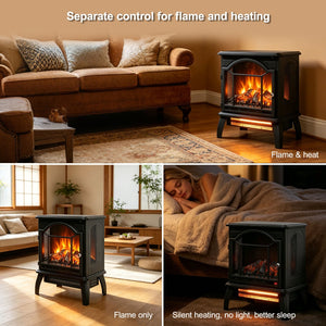 English Elm 18 Inch Infrared Quartz Freestanding Electric Fireplace Stove with 3d Flame Effect W1769112699