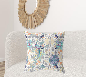 Homeroots 26" X 26" Off White And Yellow Broadcloth Floral Throw Pillow   470921