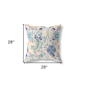 Homeroots 28" X 28" Off White And Yellow Broadcloth Floral Throw Pillow   470922