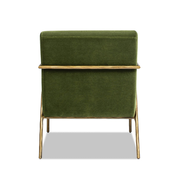 English Elm Jennifer Taylor Home - Aerin Hammered Brass Upholstered Accent Arm Chair with Performance Velvet, Sturdy Iron Frame, 34"L Olive Green B2719P238266