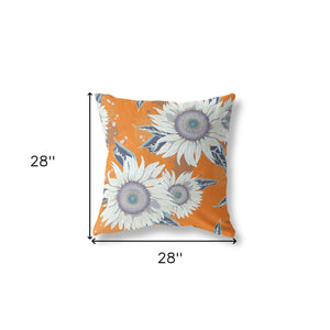 Homeroots 28" X 28" Red And White Broadcloth Floral Throw Pillow   470972