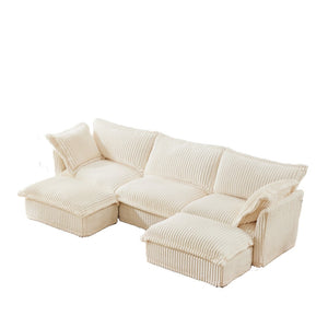 English Elm Slipcovered U-Shape Sectional Sofa – Modular Deep Seat Couch With Plush Pillows For Ultimate Comfort W3041S00023-GIGA